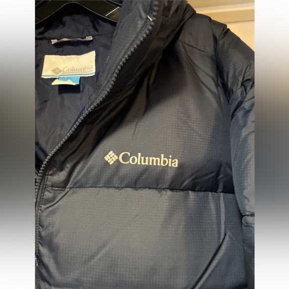 Columbia Puffect Parka Hooded Jacket Mens XL Navy Blue Puffer Insulated New Tags - Picture 4 of 16